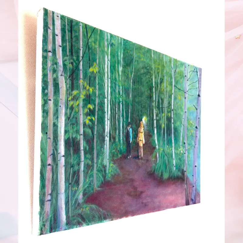 風景画「つづく道」アクリル画 / B3 額なし