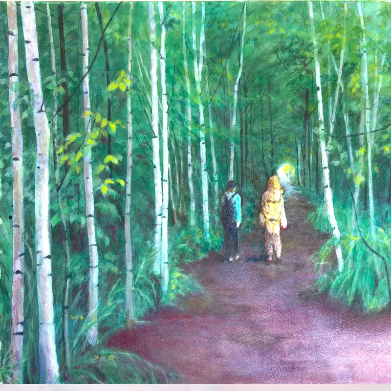 風景画「つづく道」アクリル画 / B3 額なし