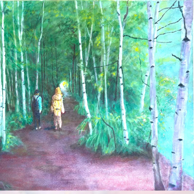 風景画「つづく道」アクリル画 / B3 額なし