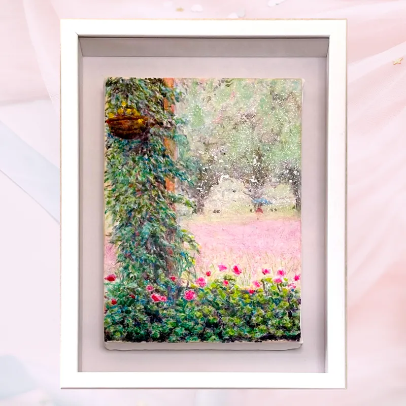 風景画「午後の気配」油彩画 SM /額（アクリル面版）