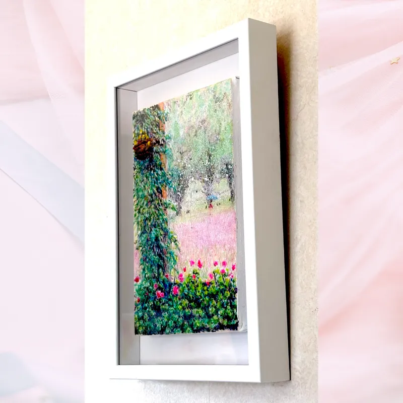 風景画「午後の気配」油彩画 SM /額（アクリル面版）