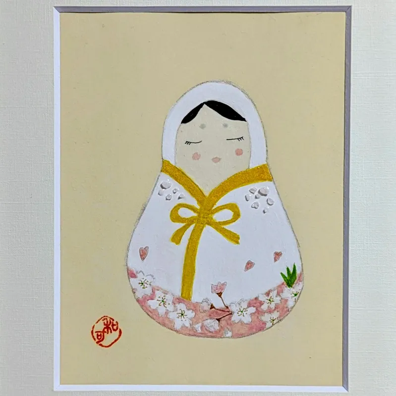 クオーツで描いた「花だるま」