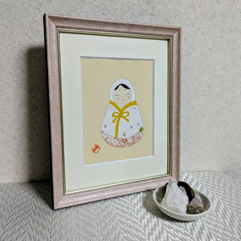 クオーツで描いた「花だるま」