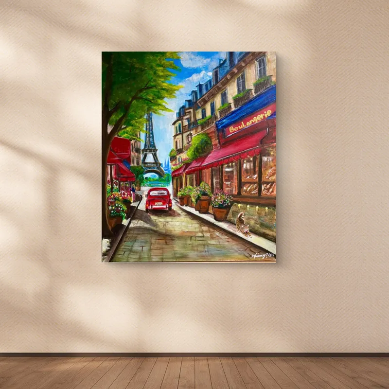 エッフェル塔の見える小さな路地