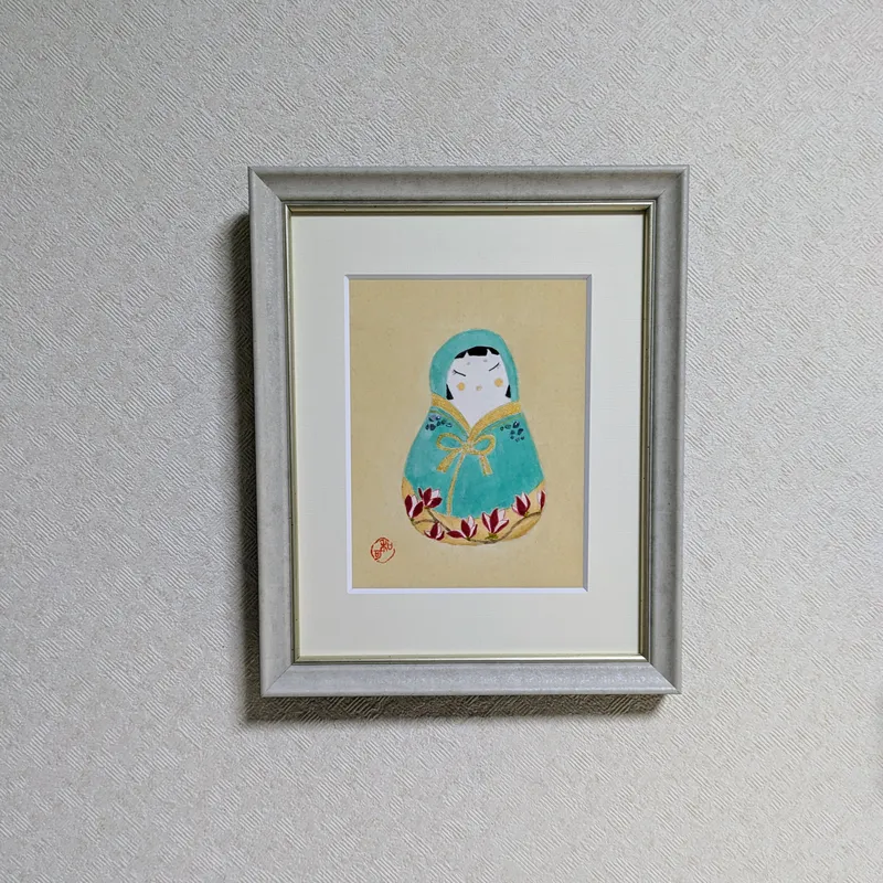 アマゾナイトで描いた「花だるま」