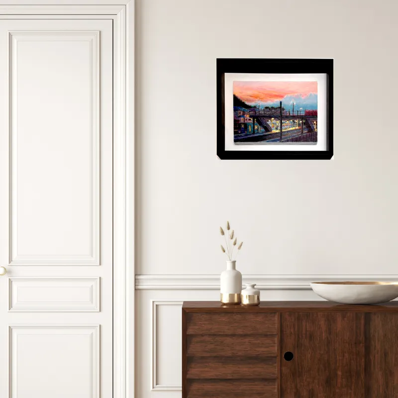 風景画「ただいま！お疲れ様！」油彩画/F4  額付き