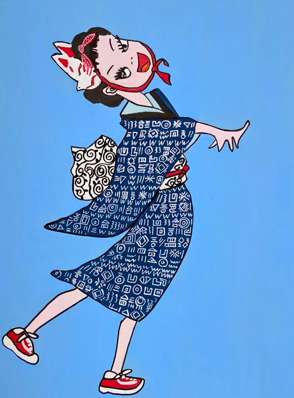 お面とスニーカー