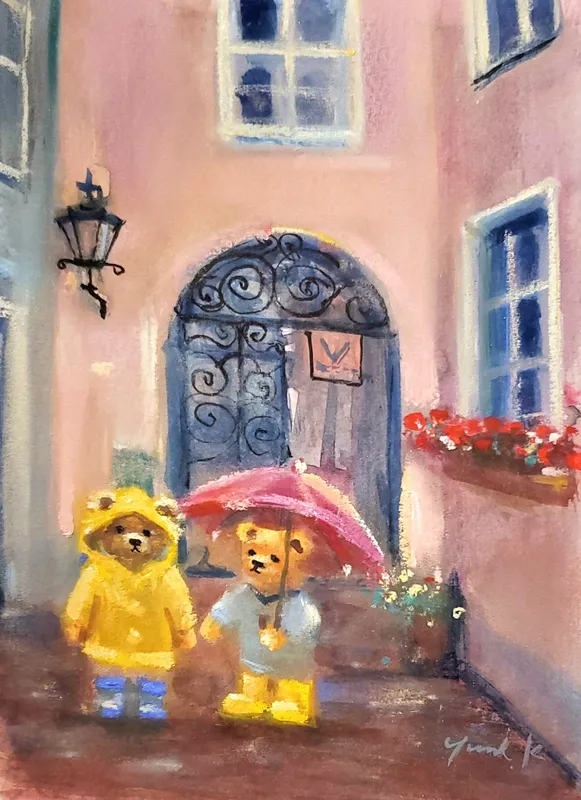 クマ達の雨の日散歩