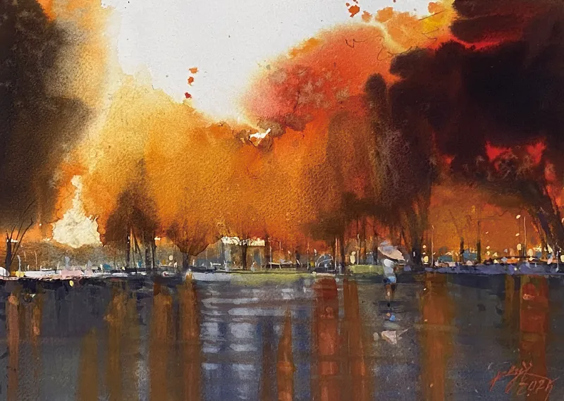 雨あがりの紅葉