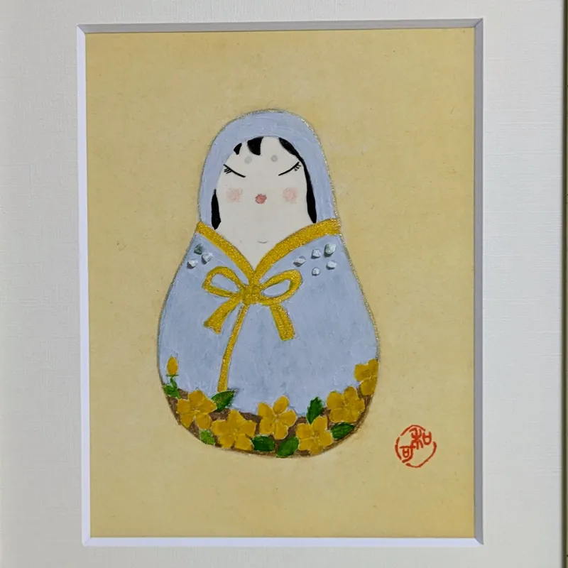 ソーダライトで描いた「花だるま」