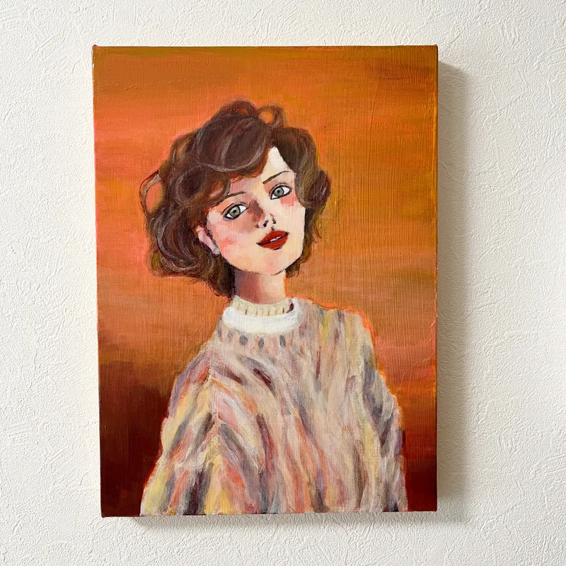 ニットを着た女性(加筆複製画)