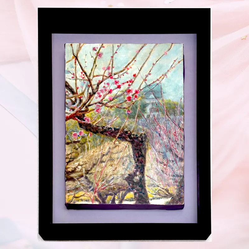 風景画「凜とした春の訪れ」油彩画 / SM 額付き