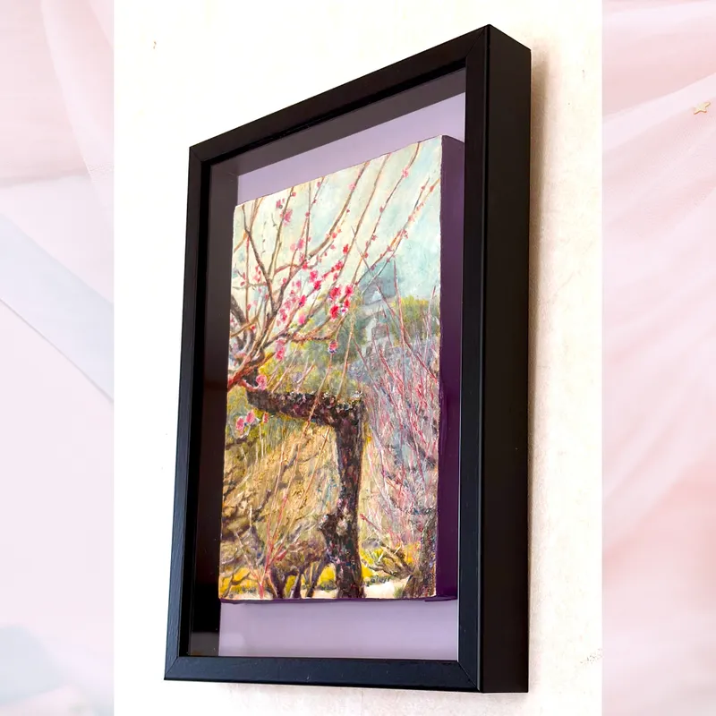 風景画「凜とした春の訪れ」油彩画 / SM 額付き