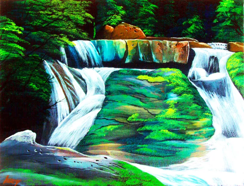 深緑の滝風景５