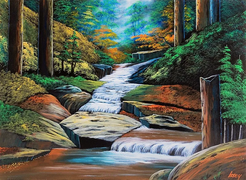 紅葉・浅瀬の渓流