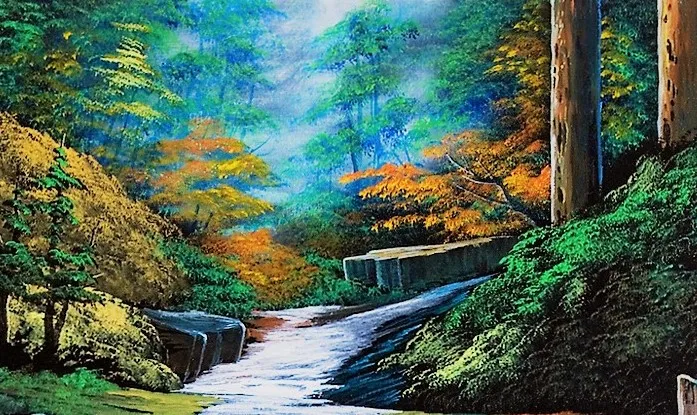 紅葉・浅瀬の渓流