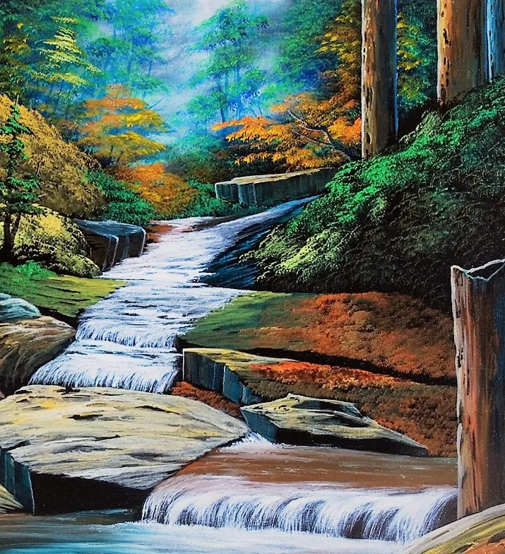 紅葉・浅瀬の渓流