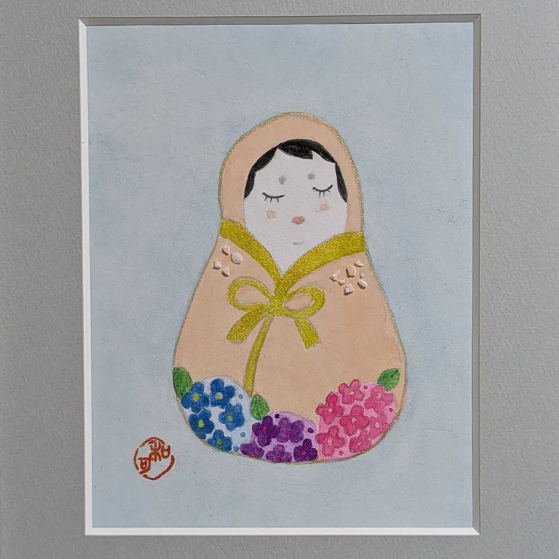アゲートで描いた「花だるま」