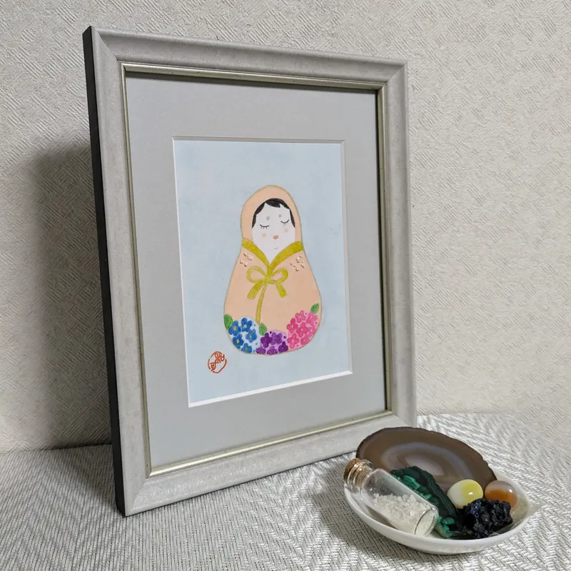 アゲートで描いた「花だるま」