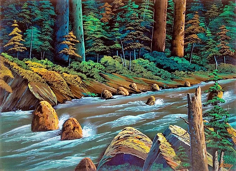 濁流の渓流風景