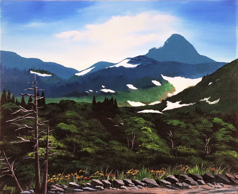 残雪の山・・・山道より