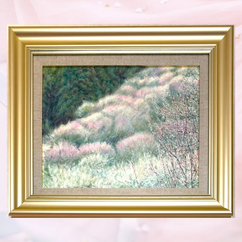 風景画「梅の香の記憶」油彩画 F6 / 額付き