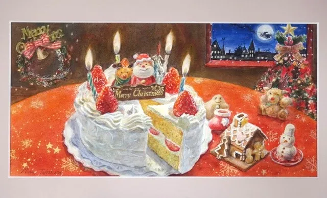 クリスマスケーキ(絵本『めしあがれ』原画より)